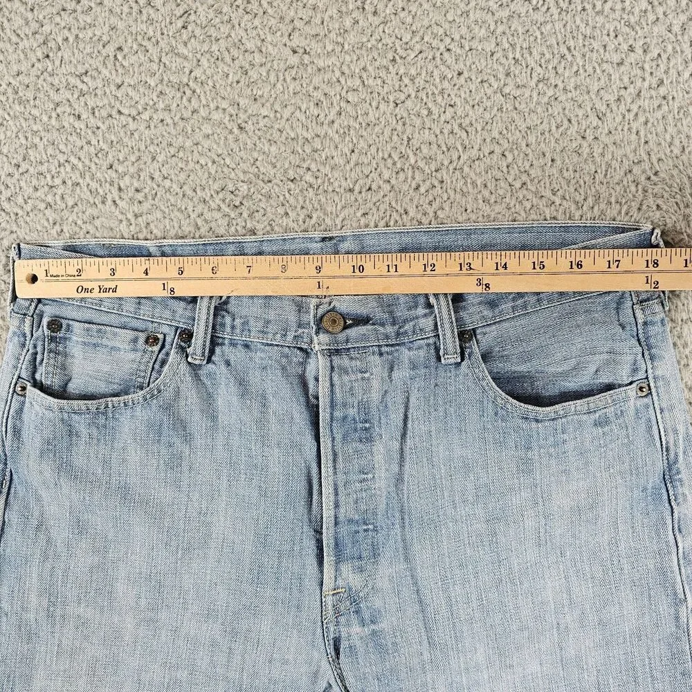 Levis 501 Jeans Mens 36x29* Blue Button Fly Classic Straight Grunge Distressed